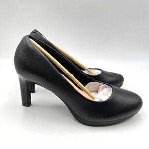 Clarks Womens Size 8 Ambyr Joy Black‎ Leather Pumps Heels Shoes Classic Work